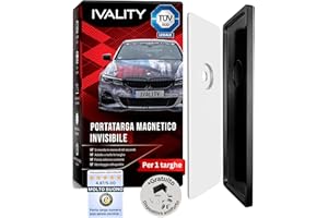 IVALITY® Porta targa magnetico senza cornice per 1 targhe | Porta targa magnetico per auto | Porta targa per auto | Porta targa per auto | Per targhe italiane
