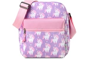 VASCHY Bolso Bandolera para Niñas, Ligero Pequeño Monedero Resistente al Agua con Bandolera Ajustable Regalo para Preescolar y Adolescentes - Morado Unicornio