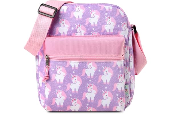 VASCHY Sac à Bandoulière pour Filles, Sac Bandoulière Toile Joli Sac Enfant Lége Résistant à l'eau Sac d'Épaule avec La Bandoulière Réglable pour Les Scolaires, Quotidiennes