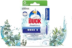 Duck Fresh Discs - Base per Dischi Gel Igienizzanti WC, Fragranza Eucalipto con agenti candeggianti - Confezione da 1 Applicatore e 6 Dischetti