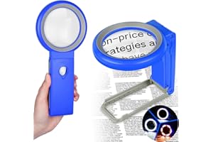 AIXPI 18LED Lente d'ingrandimento con Luce e supporto, 30X 10X Lente Ingrandimento Professionali per Lettura, Ispezione, Esplorazione, Anziani, Gioiellieri, Bambini (blu)