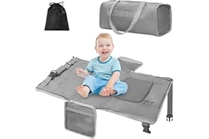 Zyphoria Toddler Airplane Travel Bed, Airplane Seat Extender for Kids, Plane Must Have for Toddlers, Baby Travel Essentials for Flying, Portable Travel Bag Foot Rest for Flights(Grey)