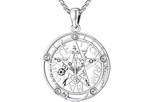 Eusense Pentagram Collar Triple Luna Diosa Collar de Plata de Ley 925 Hécate Colgante Sol y la Luna Colgante Joyería Regalos Espiritual Amuleto Pagano Talismán para Hombres Mujeres