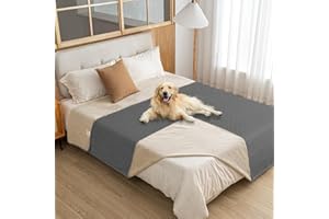 Amarrirose wasserdichte Hundedecke,152x203cm Outdoor Hundematte Waschbar für Grosse Hunde,Flauschig Katze ndecke und Weich Beidseitiger Sofabezug-Schutz,Grau+Beige
