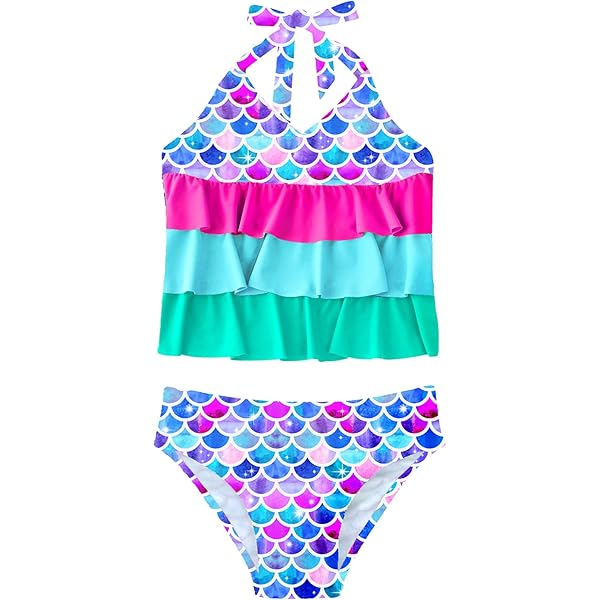 LEMONBABY Mädchen Badeanzug 2-teilig - Tankini Mit Ärmeln LSF 50