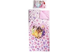 Jay Franco Set de 2 con Almohada y Manta de Princesas Disney, Suave Saco de Dormir Infantil con Bolsa y Almohada, para Fiestas de Pijamas, Viajes y acampadas