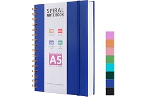 HIJYOO A5 Journal Notebook, 100GSM 200 Pages A5 Notepad Wirebound Notebooks for Men/Women, PVC Waterproof Cover Note Book with Lined Paper, Notepad for Office School Supplies, Darkblue