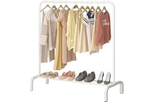 UTTAM Metal Clothing Rack: Versatile Wardrobe Organizer with Bottom Rack for Coats, Skirts, Shirts, Sweaters (110 CM) (White)