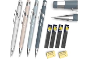 twinkstar Druckbleistift-Set Kunststoff, Druckbleistifte HB 0,3 & 0,5 & 0,7 & 0,9 mm, Bürozubehör für Schule, Schreiben, Zeichnen, Skizzieren