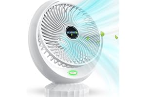 HATMIG USB Ventilator, Starker Wind Mini Ventilator Wiederaufladbare Tischventilator Leise 3 Geschwindigkeiten Drehbar Ventilator Klein für Schreibtisch Zuhause Büro - Weiß