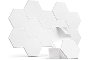 INMOZATA 12 Pack Hexagon Acoustic Wall Panels, Self-adhesive Sound Proofing Panels, High Density Insulation Sound Proof Panels for Walls/Ceiling/Door Decor, 30 X 30 X 0.9 CM