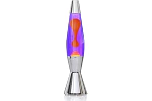 MATHMOS Astro Baby Lava Lamp Silver | Made in Britain Since 1964 | Violet & Orange Lava Lamps | Unique Lava Lamp Formula | Made to The Highest Safety Standards