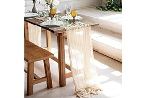 Dloapesy 90*180CM Cheesecloth Gauze Table Runner,Wedding Decor Arch Draping,Gauze Event Centerpiece Runner, Bridal Shower Runner (Beige)