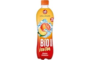 HÖLLINGER Bio Ice Tea Pêche, Boisson Rafraîchissante Biologique et Végétalienne, Sans Caféine, Bouteille PET 500ml