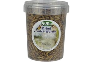 Supa Dried Calci Worms for Wild Birds, 1 Litre Bucket, High Energy Protein Rich Treat, Attract More Birds To Your Garden.