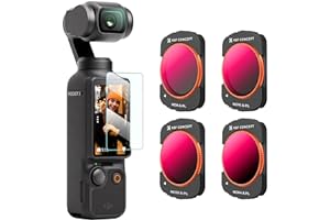 K&F Concept Filtre ND8/PL+ND16/PL+ND32/PL+ND64/PL Magnétique Compatible avec DJI OSMO Pocket 3 Nano-revêtements Étanche Anti des Rayures Léger HD