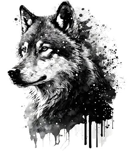 Autocollant Loup Forêt Pleine Lune - Aquarelle 15x15cm - Pour Moto, Voiture, Vélo