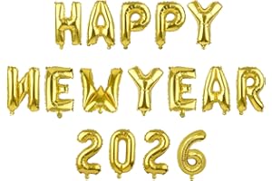 MIAHART 2026 HAPPY NEW YEAR Balloons Set Gold Aluminum Foil 16 inches Balloon New Years Eve Party Supplies Letter New-year Decorations 2026