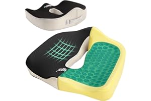 Feagar Żelowa poduszka do siedzenia na ból pleców, ortopedyczna, antypoślizgowa poduszka z pianki zapamiętującej kość ogonową, ulga w kości ogonowej, rwa kulszowa, hemoroidy, poduszki na krzesło