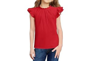 Arshiner Ragazze T-Shirt Estate Magliette Manica a Balze Collo a Balze A-Line Camicetta Bambini Camicia Elegante Larga Moda Tempo Libero Top Abbigliamento Bambini 5-12 Anni