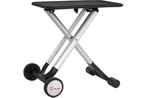 BBQ-Toro folding table | Barbecue trolley | Black | 65 x 41 x 65 cm | Aluminium side table with spacious worktop | BBQ side table | Food prep table | Serving trolley | Portable garden trolley
