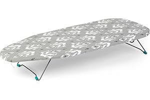 Beldray LA023735IKATEU7 Mini/Petite Table Planche à Repasser, Pliable et Peu Encombrante, 73 x 31 cm, Motif de Ikat, Idéale Table Repassage Voyage, Housse 100% Coton, Jambes Facilement Pliables