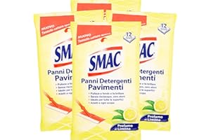 SMAC EXPRESS Smac - Panni Umidi Detergenti Lavapavimenti Adatti a Ogni Scopa, Profumo di Limone, 12 Panni x 4 Confezioni