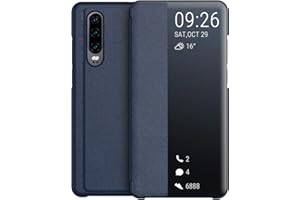 KANSI kompatibel mit Huawei P30 Hülle, Smart View Flip Hülle + Panzerglas - Navy