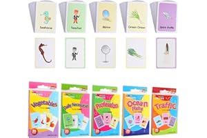 LUCKNIGHT 180 sztuk kart edukacyjnych dla dzieci – Daily Necessities, Traffic, Ocean Fishs, Professions, Vegetable, karty zwierząt Montessori gra edukacyjna, angielskie karty fotograficzne, słownictwo, karty