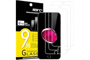 NEW'C Lot de 3, Verre Trempé pour iPhone SE 2022, iPhone 8/7 (4.7), Film Protection écran - Anti Rayures -Ultra Résistant (0,33mm HD Ultra Transparent) Dureté 9H Glass