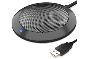 Hbaid Microphone de conférence USB PC pour ordinateur, Plug & Play, condensateur omnidirectionnel pour enregistrement/podcasting/streaming/chant/chat/ordinateur de bureau/jeux