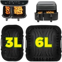 YADOBIG Moule Air Fryer Compatible Philips Dual Basket 3000 Series 6L/3L NA350 - Accessoires Silicone Et Inox Pour Friteuse à Air