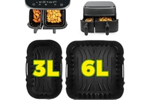 Pietuley 2 Stück Silikonform Heißluftfritteuse Zubehör für Philips Steam Dual Basket Airfryer 3000-serie 6L/3L,Philips Airfryer Backform Zubehör für 3000-5000 serie 9L, Air Fryer Silikon Einsatz