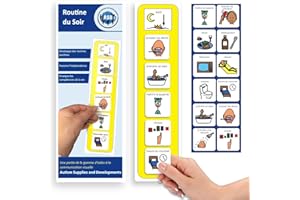 AUTISM SUPPLIES AND DEVELOPMENTS Tableau Routine Enfant Soir – Emploi du Temps/Rituel Enfant – 12 Pictogrammes Autisme Materiel – Calendrier de Planning – TDAH Outil
