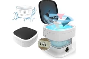 SULIAO Faltbare Mini Waschmaschine,12L Portable Waschmaschine, Mit 3 Modi, Reinigung für Unterwäsche, Babykleidung, Socken, Kleine Feinwäsche, Tragbare Camping Waschmaschine Faltbar für Wohnung