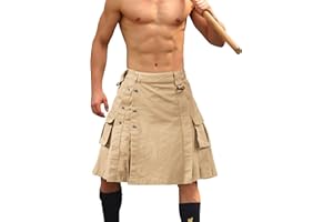 VATINNT Kilt for Men Scottish Tactical Kilt 23" Pleated Camo Kilt Irish Highland Utility Kilt with Cargo Pockets