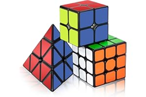 ROXENDA Cubos de Velocidad, Original Speed Cube Set de 2x2 3x3 Pyramid Speed ​​Cube, Fácil Rotación & Juego Suave - Cubo Set para Principiantes y Profesionales (Classical)