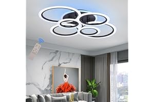 ‎STCH STCH Lampa Sufitowa LED, Lampa Sufitowa z Pilotem, Nowoczesne Żyrandole Przyciemniania 3000-6500K, Lampy Wiszące Led 80W Czarny, Oświetlenie Sufitowe do Salonu, Sypialni, Kuchni, Jadalni