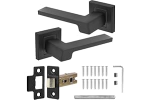 Decoranddecor Spectra Matt Black Aluminium Lever Handles – Internal Door Set with Mortice Latch, Sleek Contemporary Design for Bedrooms, Bathrooms, and Modern Home or Office Interiors
