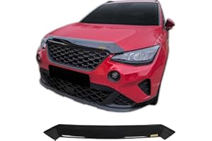 SCOUTT | Hood Deflector Bonnet Guard Compatible With Seat Arona 2017-up Black, Tinted, Aerodynamic, Acrylic Glass