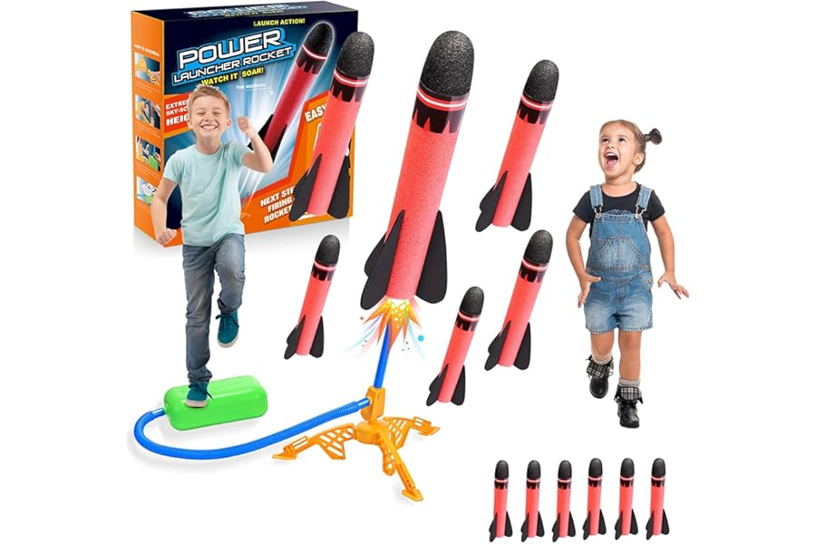 Boys Toys for 3-12 Years Old Boys, With 6 Powerful Foam Rocket -Kids Toys Garden Toys Boys Girls Gifts Age 3-9 Year Old Boys Toys Age 3-9 Outdoor Birthday Gifts for Kids Toy Rockets Garden Games
