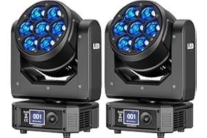 COOLIGHINE 2PCS Cabeza Móvil 7X40W RGBW Wash Zoom Efecto Luces DMX512 23CH/35CH/51CH Iluminación Luces para Discoteca Club Bar Navidad