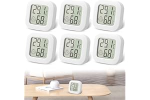 NCKIHRKK Thermometer mit Luftfeuchtigkeitsmesser Raumthermometer Innen, 6 Stück Mini Digital Hygrometer Thermometer Innen, Hydrometer Feuchtigkeit Digital für Babyzimmer, Wohnzimmer, Büro, Gewächshaus