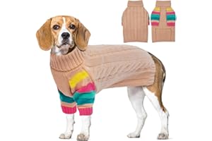 MHAUSTLIE Pull pour Chien en Tricoté Pull-Over Chien Hiver Chaud Pull Chien Hiver Col Roulé Vêtements Doux pour Petit Moyen Grand Chien