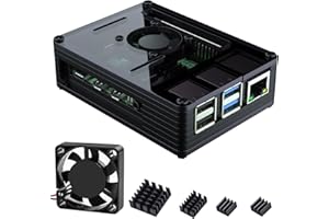 Bruphny Boitier pour Raspberry Pi 4, Boîtier avec Ventilateur,Dissipateurs 3 Pièces, Compatible avec Raspberry Pi 4b/Modèle B/B+ (Pas De Carte Raspberry Pi Incluse)