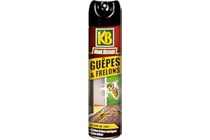 KB HOME DEFENSE HDGUEP - Aérosol Anti-Guêpes et anti- Frelons 400 ml - Efficace sur frelons asiatiques et tous les insectes volants - Action choc - Formule sans odeur - usage intérieur et extérieur