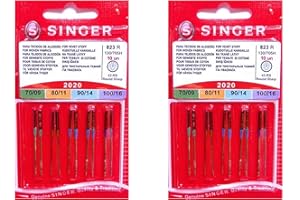 Singer Lot de 2 paquets d'aiguilles 2020 823R Assortiment universel pour tissus en coton 130/705 H 70-80-90-100