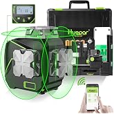 Laser Level 3x360&deg;Huepar, Self-Leveling with LCD Display, Bluetooth | 3D 12 Lines Laser Tool Cross Line Green Beam Laser Line