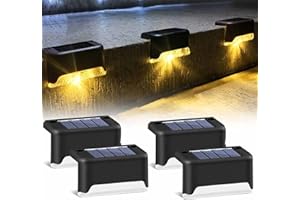 PILIPANE Paquete de 4 luces solares para cubierta, luces LED solares para cubierta para exteriores, iluminación impermeable de alta resistencia, luz LED solar para cubierta
