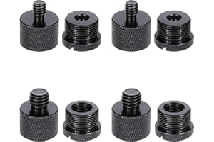 Molain 8 pièces Adaptateur de pied de micro, adaptateur fileté, Mic Stand Adapter, 5/8 femelle vers 3/8 mâle, 3/8 femelle vers 5/8 mâle, 5/8 femelle vers 1/4 mâle et 1/4 femelle vers 5/8 mâle (Noir)